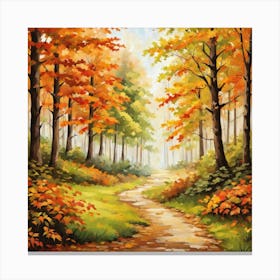 Forest In Autumn In Minimalist Style Square Composition 343 Canvas Print