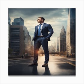 Businessman Standing In The City Canvas Print