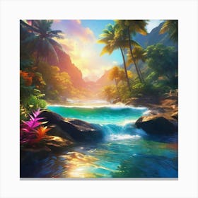 Tropical Landscape Painting Canvas Print