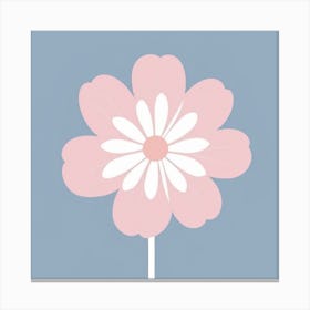 A White And Pink Flower In Minimalist Style Square Composition 441 Canvas Print