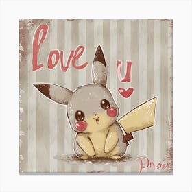 Valantines Day Baby Pikachu Canvas Print