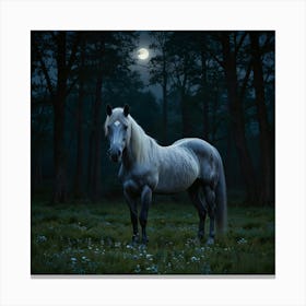 Horse In The Forest At Night 5 Canvas Print