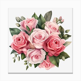 Bouquet Of Pink Roses Canvas Print