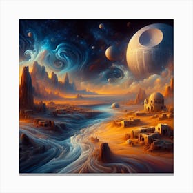 Star Wars,Dreamscape of Tatooine - Melting Time and Space,Inspired by Salvador Dalí Canvas Print