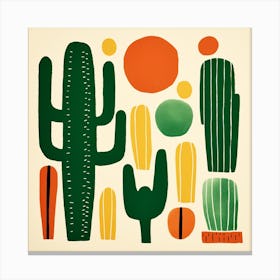 Rizwanakhan Simple Abstract Cactus Non Uniform Shapes Petrol 87 Canvas Print