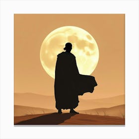 Silhouette Of A Man In The Desert 1 Canvas Print