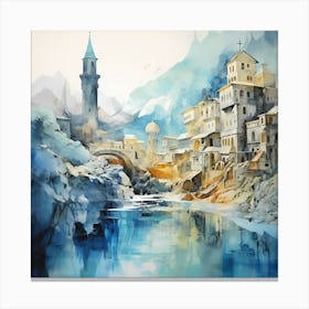 Abstract Odyssey: Italian Landscapes in Watercolour Canvas Print