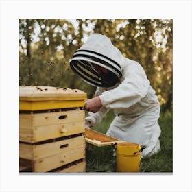 Beekeeper Inspecting Hive 3 Canvas Print