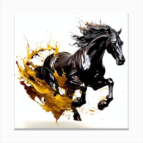 Black Horse Running Canvas Print