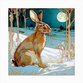 Hare In The Snow Canvas Print