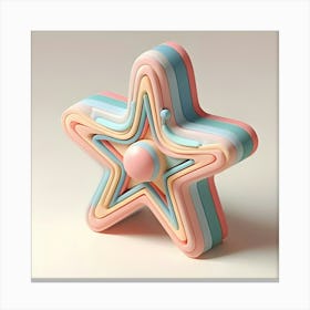 A 3d Model Of A Bright Star In Pastel Colors With A Whimsical Appearance Canvas Print