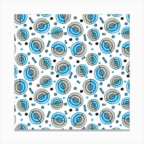 Blue Gray Circles Galore Pattern Canvas Print