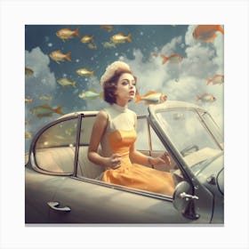 Fishes In The Car Canvas Print