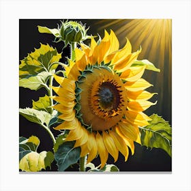 Blooming Sunflower Painting Canvas Print