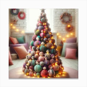 Fabric dolls Christmas Tree Canvas Print