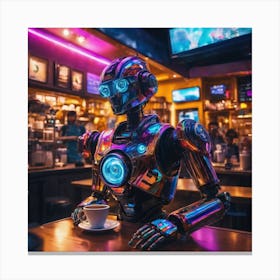 Robot At A Bar Canvas Print