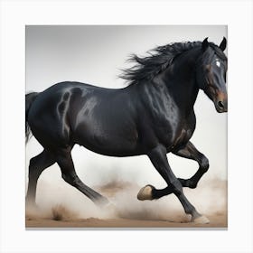 Black Horse Galloping Canvas Print