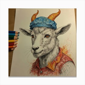 Goat With Hat Canvas Print