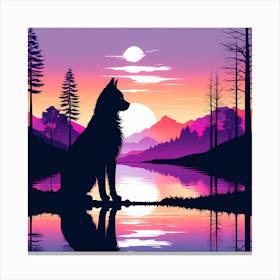 Sunset cat Silhouette Canvas Print