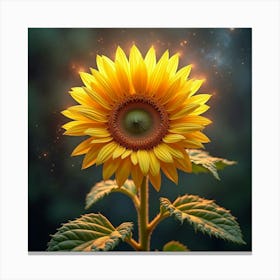 A Radiant Sunflower With Petals Of Shifting, Celestial Light Blooming In A Cosmic Garden Canvas Print