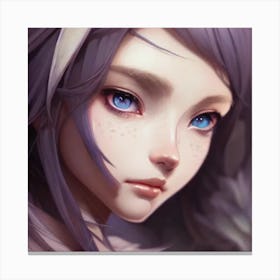 Portrait Of A Girl With Blue Eyes Hyper-Realistic Anime Portraits Canvas Print