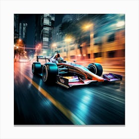 Speed Racing Car At Night Canvas Print