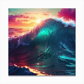 Sunset Ocean Wave Canvas Print