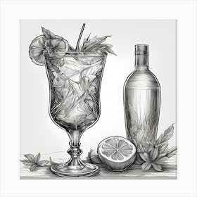 Cocktail And Bottle Canvas Print