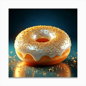 Firefly Whimsical 3d Porcelain Donut With Gold Sprinkles And Ethereal Glow 49322 Canvas Print