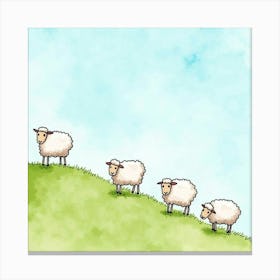 Sheep On A Hill Canvas Print