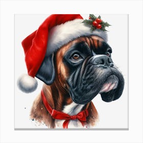 Boxer Dog Santa Hat Lienzo