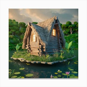 House On A Lake 4 Canvas Print