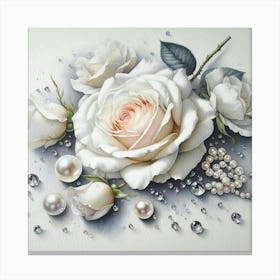 Pearls And Roses Canvas Print