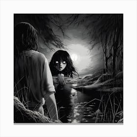 Phantom Of The Forest black and white manga Junji Ito style Canvas Print