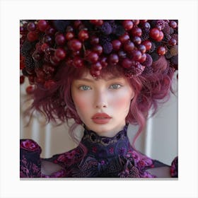 Woman With A Crown Of Berries Canvas Print