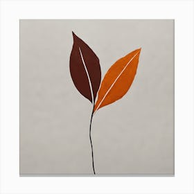 A minimal Illustration of Two leaves, pleasing home & office decor, Earthly tones on a solid background, 1250 Canvas Print