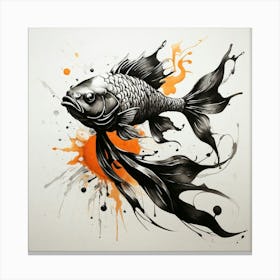 Default One K Fish In Calligraphy Style Splash Effects Ink Blo 0 Canvas Print