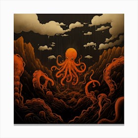 Octopus On Ink Sea Canvas Print