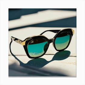 A Photo Of A Pair Of Sunglasses Sitting On A White Canvas Print