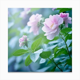 Flowers Leaves Nature Soft Freshness Pastel Botanical Plants Blooms Foliage Serene Delic (8) Canvas Print