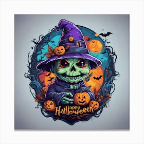Happy Halloween Witch Canvas Print