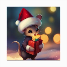 Adorable Christmas Mouse Canvas Print
