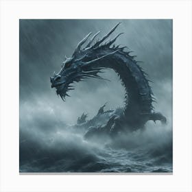 Leviathan Rising 4/4 (sea monster snake dragon mist fog mystic fantasy storm sinbad greek roman Cetus Echidna Hydra Scylla Jörmungandr) Canvas Print