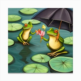 Frogs In The Rain Canvas Print