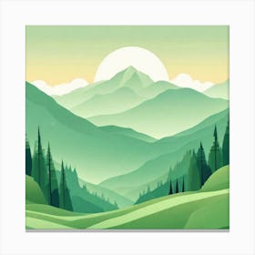 Misty mountains background in green tone 178 Canvas Print