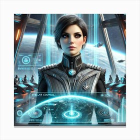 A Futuristic Sci Fi Portrait Of High Admiral Vela, Canvas Print