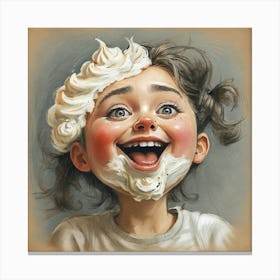 Little Girl With Whipped Cream Canvas Print