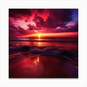 Sunset On The Beach 1078 Canvas Print