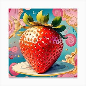 Strawberry On A Plate 1 Canvas Print