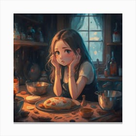 Anime Girl In The Kitchen Canvas Print